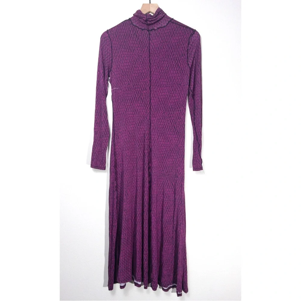 Proenza Schouler White Label Marble Mesh Turtleneck Midi Dress M Jersey Stretch - Picture 9 of 11